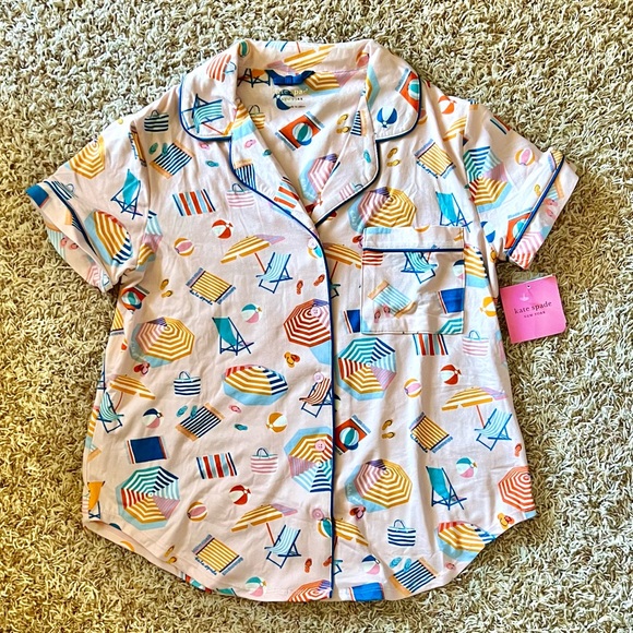 NWT Kate Spade New York Beach Print Pajama Set - Picture 3 of 8